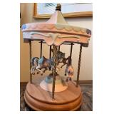Pastel Porcelain Carousel Horse Music Box Decoration, 16 Inches Tall