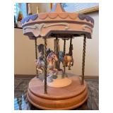 Pastel Porcelain Carousel Horse Music Box Decoration, 16 Inches Tall