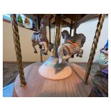 Pastel Porcelain Carousel Horse Music Box Decoration, 16 Inches Tall