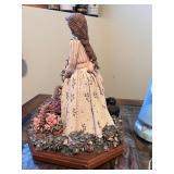 Set of 2 Decorative Lady Figurines with Floral Details