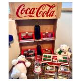 Coca-Cola Collectibles Lot: Plush Bears, Die-Cast Trucks, Sm Glass Globe, Playing Cards