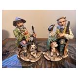 Set of 2 Vintage Hunter and Dog Porcelain Figurines