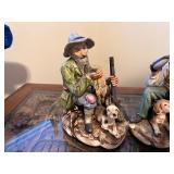 Set of 2 Vintage Hunter and Dog Porcelain Figurines