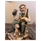 Set of 2 Vintage Hunter and Dog Porcelain Figurines