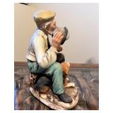 Set of 2 Vintage Hunter and Dog Porcelain Figurines