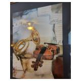 Framed Artwork Print Featuring Violin and French Horn 26x31 Inches