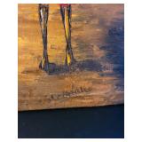 C.A. Charles 24x36 Signed Village Scene Oil Painting on Canvas