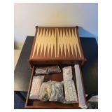 Wooden Multi-Game Set with Storage Drawer - Chess, Backgammon, Checkers, Cribbage, Dominos, Poker Dice