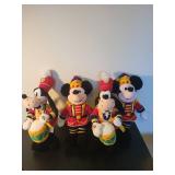 Set of 4 Disney Plush Toys Featuring Mickey, Minnie, and Goofy in Band Uniforms