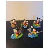 Set of 5 Mickey Mouse Collectible Figurines Hooked on Fishing and Christmas Carols