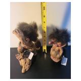 Set of 2 Nyform Handmade Norwegian Troll Figurines with Hair