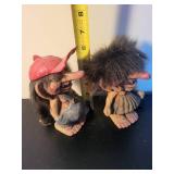 Pair of Nyform Norwegian Troll Figurines with Hair and Tags