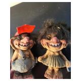 Pair of Nyform Norwegian Troll Figurines with Hair and Tags