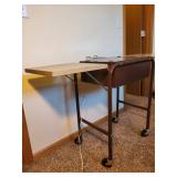 Vintage Metal Sewing Table with Folding Leaves and Casters
