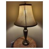 Pair of Brushed Metal Table Lamps with Fabric Shades