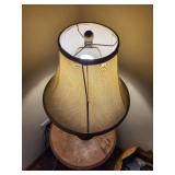 Pair of Brushed Metal Table Lamps with Fabric Shades