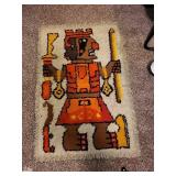 Vintage Handwoven Peruvian-Style Wall Rug with Tribal Figure Design