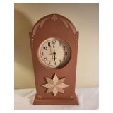 Prairie Town Clock Works Wooden Quartz Mantel Clock with Decorative Star and 2 Vintage Frames