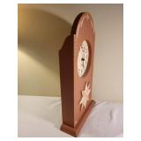 Prairie Town Clock Works Wooden Quartz Mantel Clock with Decorative Star and 2 Vintage Frames