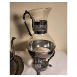 Vintage Silver Plated Tea Set with Tray and Glass Carafe