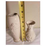 Pair of Lenox Ivory Porcelain Vases with Rose Relief