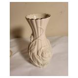 Pair of Lenox Ivory Porcelain Vases with Rose Relief
