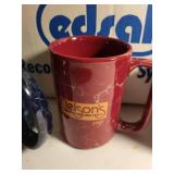 Collection of 8 Ceramic Coffee Mugs and 6 White Saucers