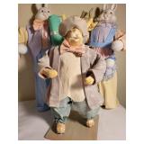 Easter Bunny Figurine Collection with Springbridge Cottage and Vintage Decor