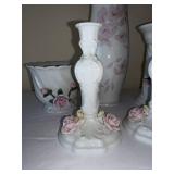 Kaiser Germany 6-Piece Porcelain Floral Vase & Candlestick Set