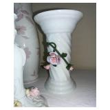 Kaiser Germany 6-Piece Porcelain Floral Vase & Candlestick Set