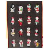 Santabear 1999 16-Piece Boxed Snowman Figurines Set