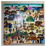 Michel Market Scene by the Sea - Original Painting