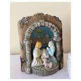 Nativity Arch Scene with Mary & Joseph & White Ceramic Church Figurine