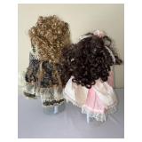Antique Bisque Dolls - Victorian Lace Dresses (Lot of 2)