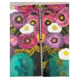 Floral Diptych Painting - Two-Panel Bouquet in Teal Vases, Pink Purple White Flowers
