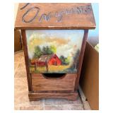 Vintage Farmhouse Cabinet with Hand-Painted Barn Scene and Front Drawer
