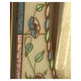 Octagonal Wood Frame Mirror with Floral Stained-Glass Border