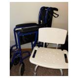 Blue Wheelchair - White Shower/Transfer Chair