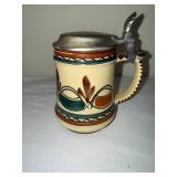 Beer Stein - Hand-painted German Ceramic with Pewter Lid