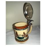 Beer Stein - Hand-painted German Ceramic with Pewter Lid