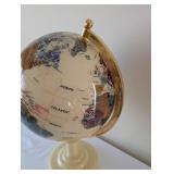 Decorative World Globe with Cream Base and Gold-Tone Axis