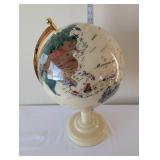 Decorative World Globe with Cream Base and Gold-Tone Axis