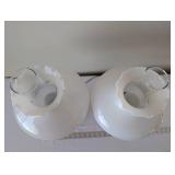 Pair of Vintage Brass Table Lamps with White Glass Shades