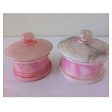Set of 2 Pink Onyx Stone Trinket Boxes with Lids