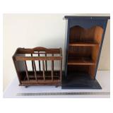 Wooden Magazine Rack and Small Bookshelf Set