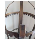 Wrought Iron and Glass Three-Tier Display Shelf with Decorative Scrollwork