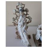Set of 2 Lladro Geisha Porcelain Figurines with Floral Details