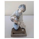 Set of 2 Lladro Geisha Porcelain Figurines with Floral Details
