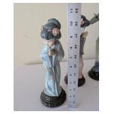 Set of 4 Lladro Geisha Porcelain Figurines, Hand Made in Spain