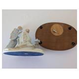 Lladro Porcelain Figurine of Two Women in Kimonos on Wood Base